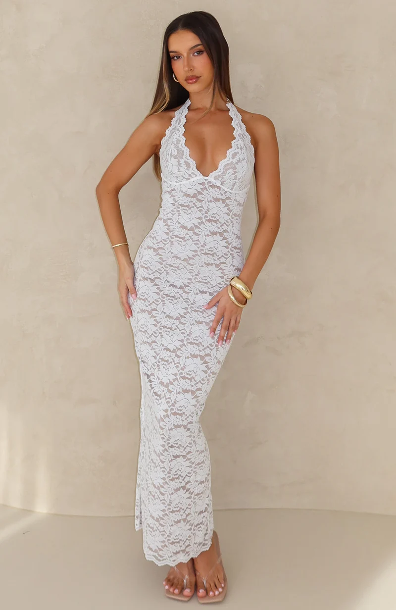 Destiny Lace Maxi Dress White