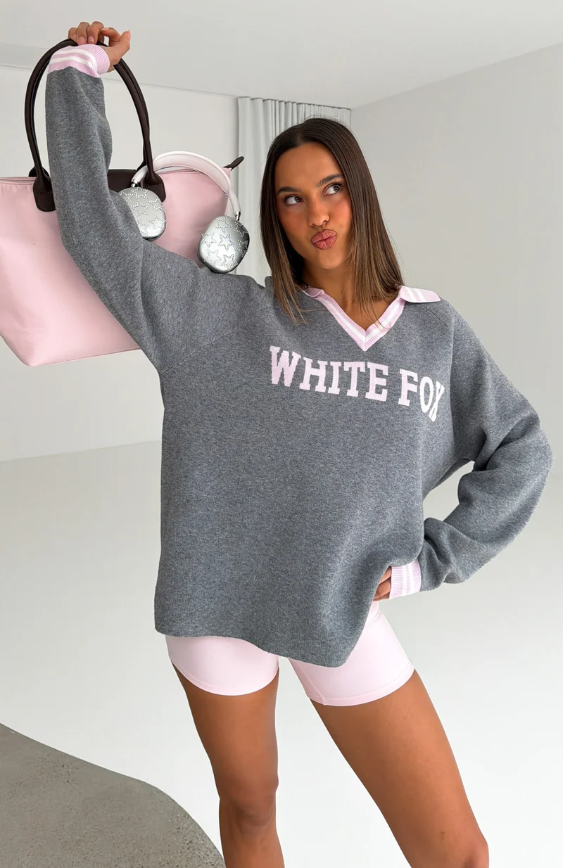 Illyria Knit Sweater Grey/Pink