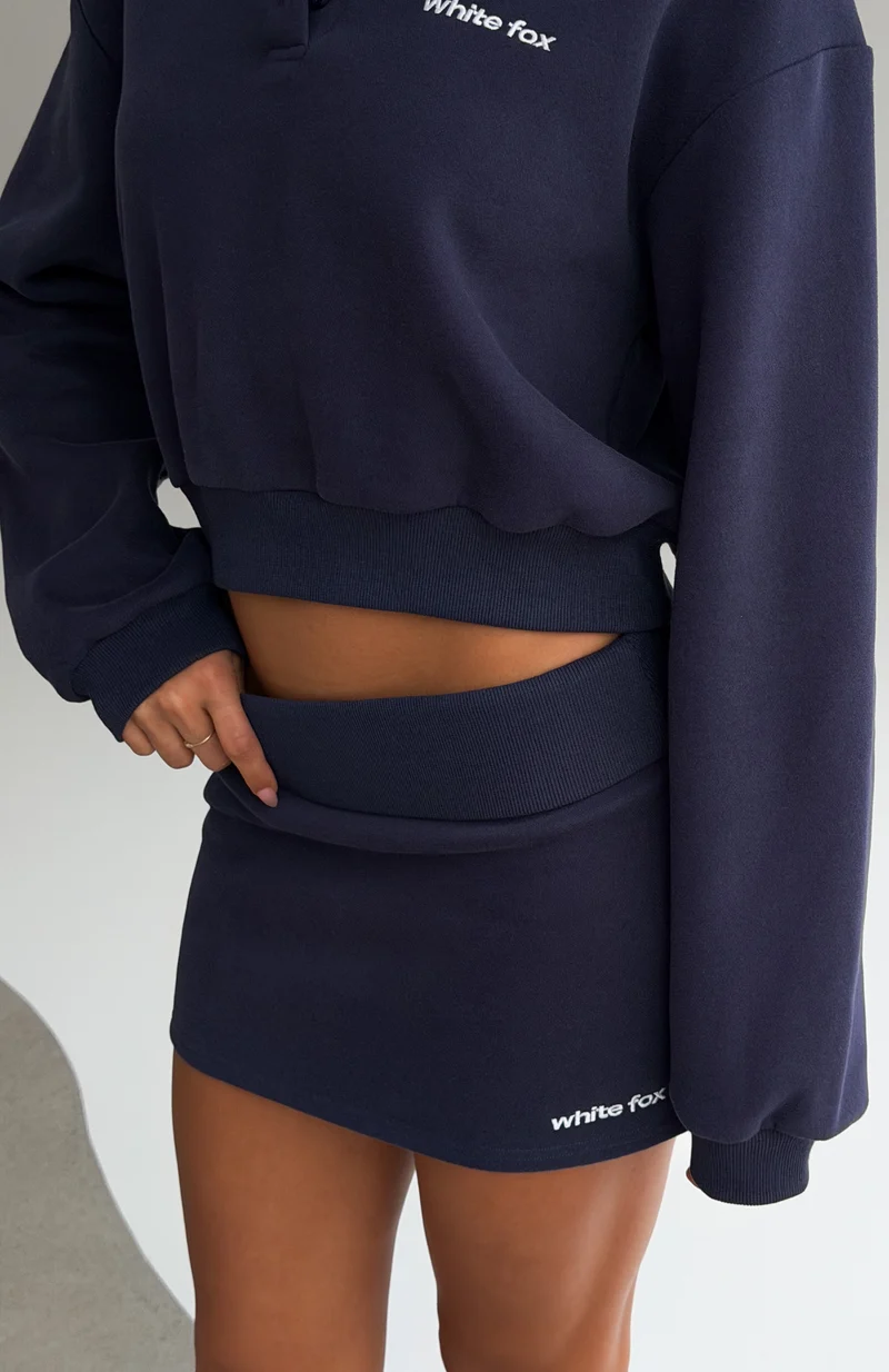 Not Changing Fold Over Mini Skirt Navy