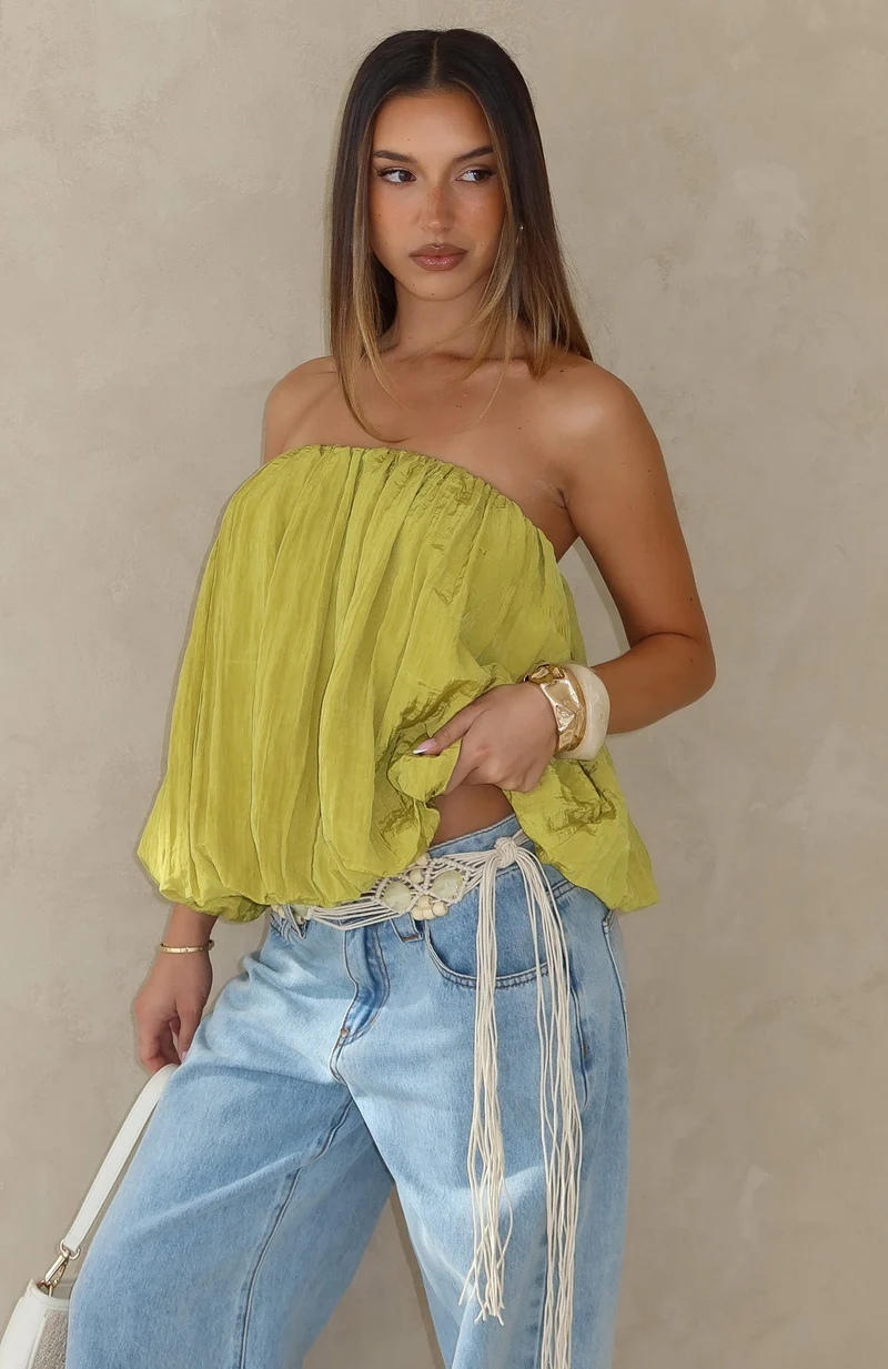 Eye On It Strapless Top Chartreuse