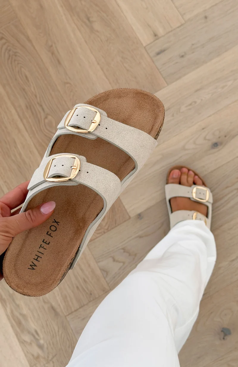 Jaylen Slides Sand Faux Suede