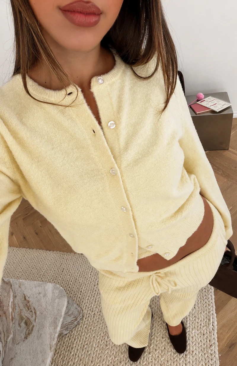 Lazy Kiss Knit Cardigan Lemon