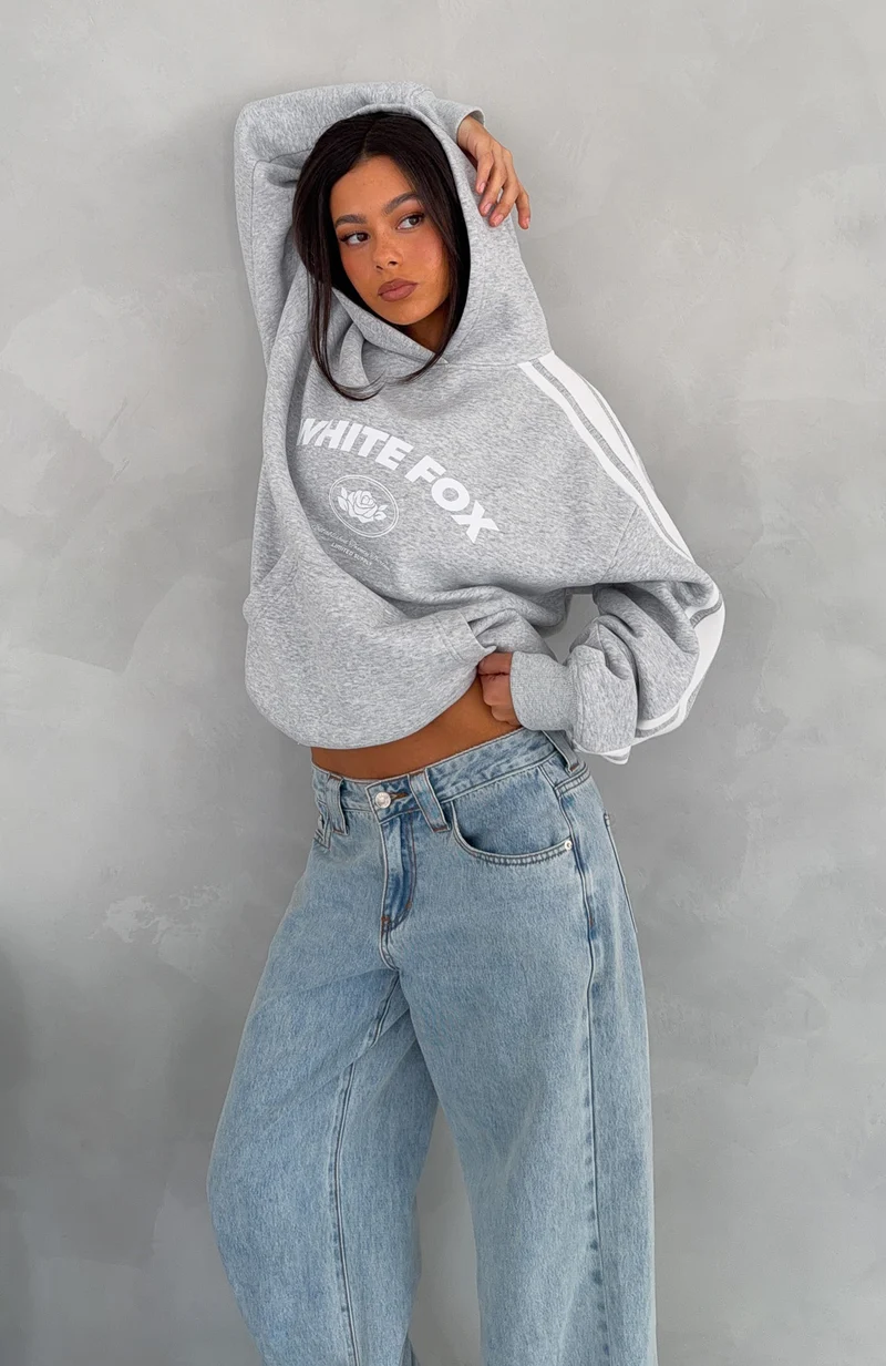 We're On A Roll Oversized Hoodie Dark Grey Marle