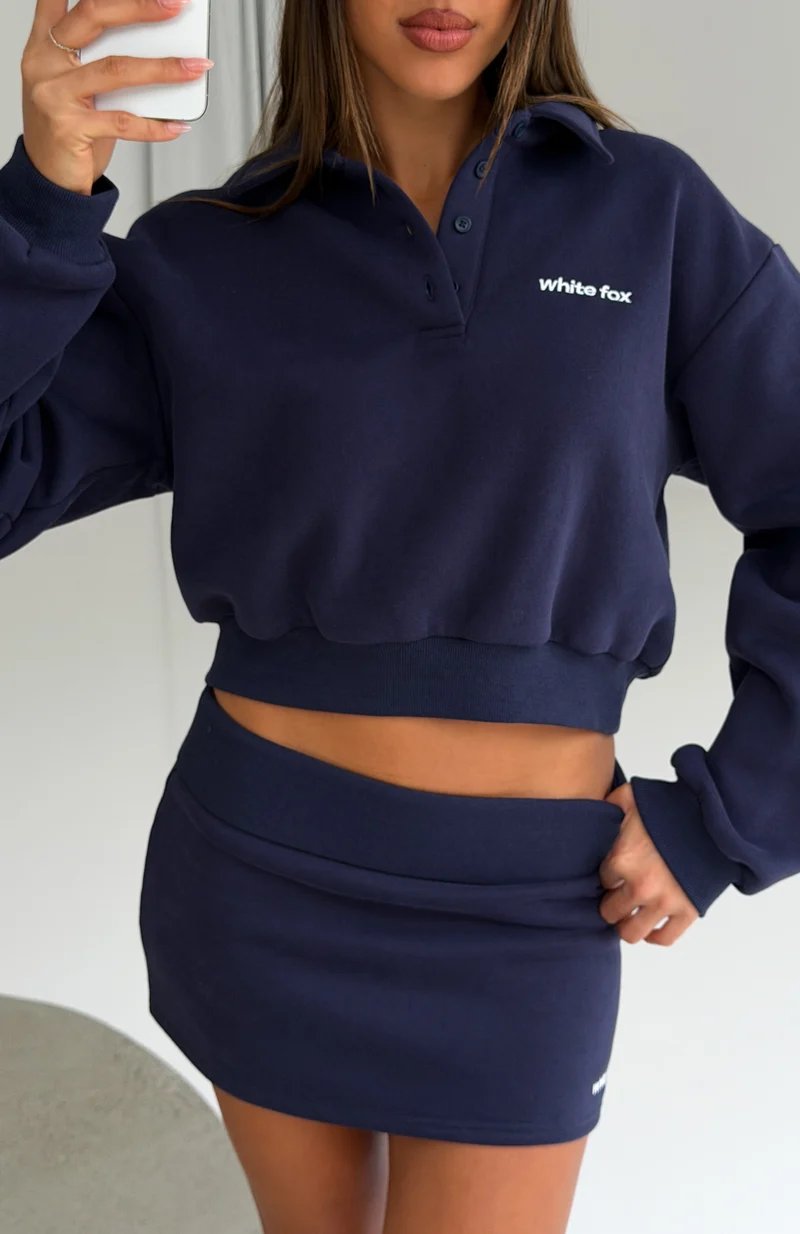Not Changing Henley Polo Sweater Navy