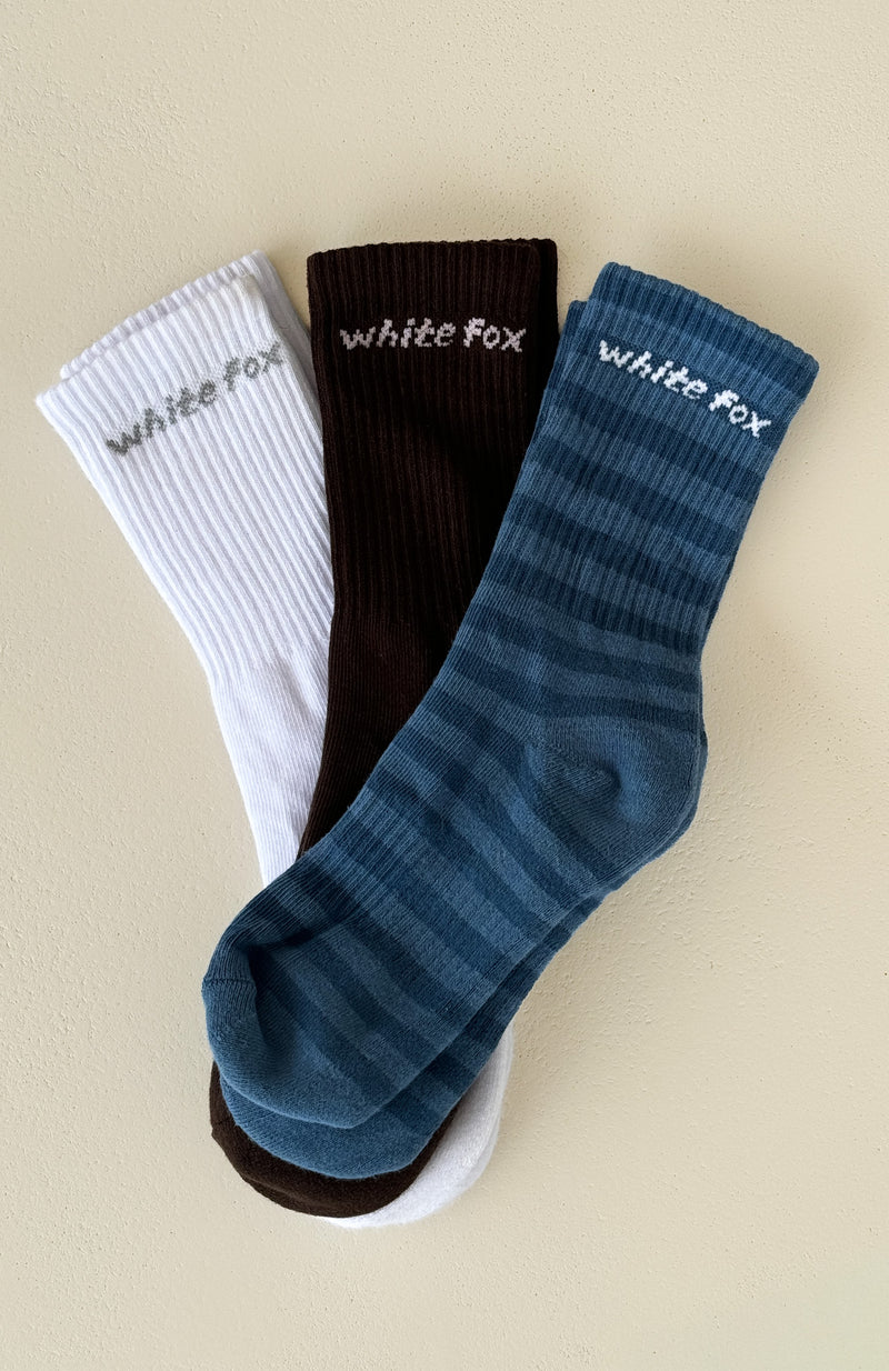 Levi 3 Pack Socks White/Chocolate/Blue Stripe