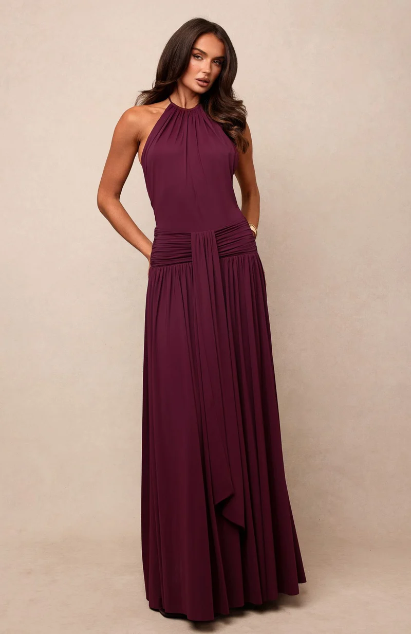 Lost In The Tide Maxi Dress Dark Cherry