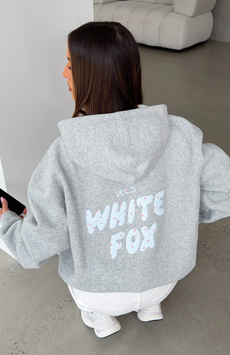 Offstage Printed Oversized Hoodie Dark Grey Marle