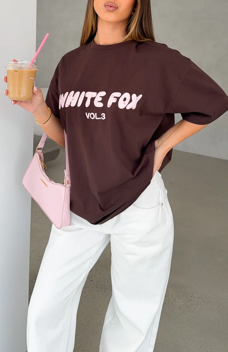 Offstage Printed Oversized Tee Chocolate