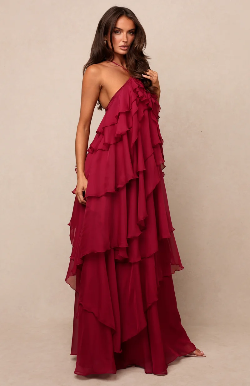 Golden Waves Maxi Dress Fuchsia